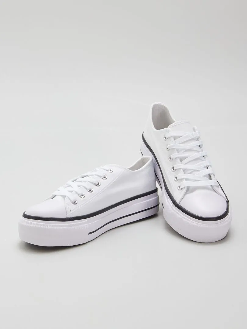 ZAPATILLAS DE TELA CON PLATAFORMA  BLANCO