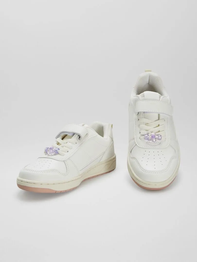 ZAPATILLAS DEPORTIVAS CON VELCROS Y CORDONES ELáSTICOS  BLANCO