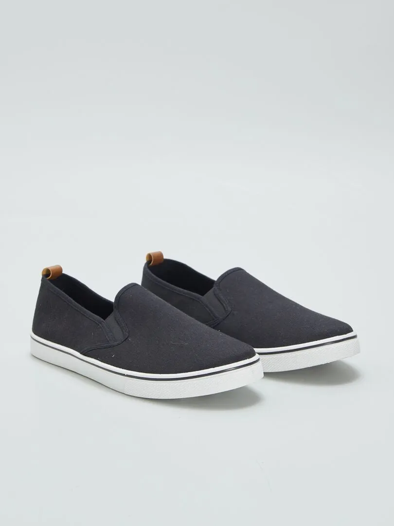 ZAPATILLAS SLIPON DE TELA  NEGRO
