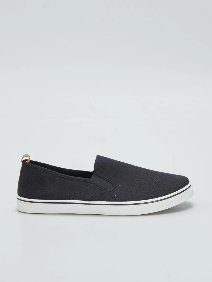 ZAPATILLAS SLIPON DE TELA  NEGRO