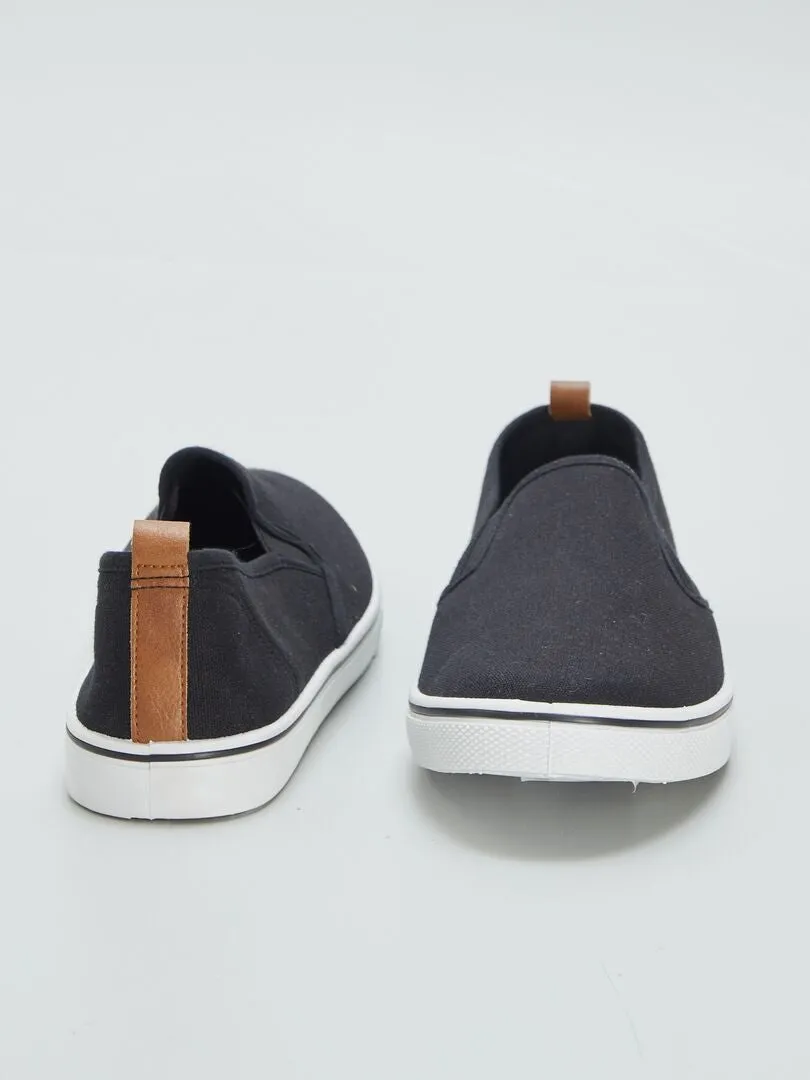 ZAPATILLAS SLIPON DE TELA  NEGRO