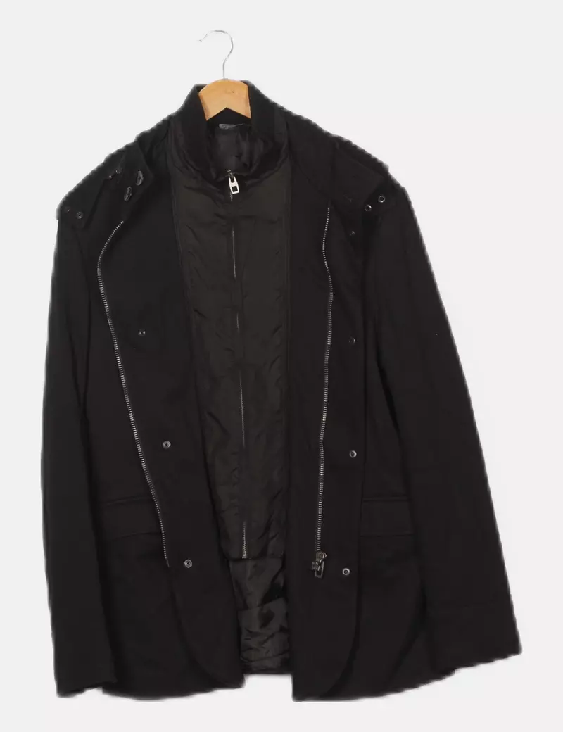 Zara Abrigo negro capucha