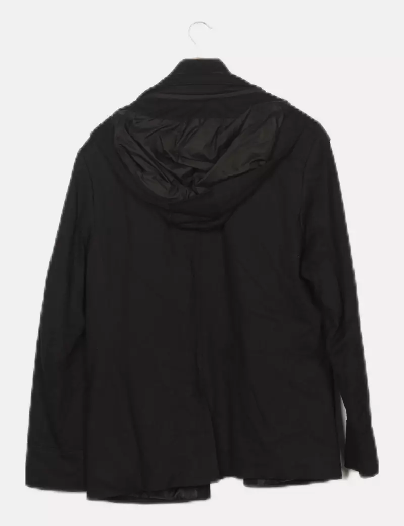 Zara Abrigo negro capucha