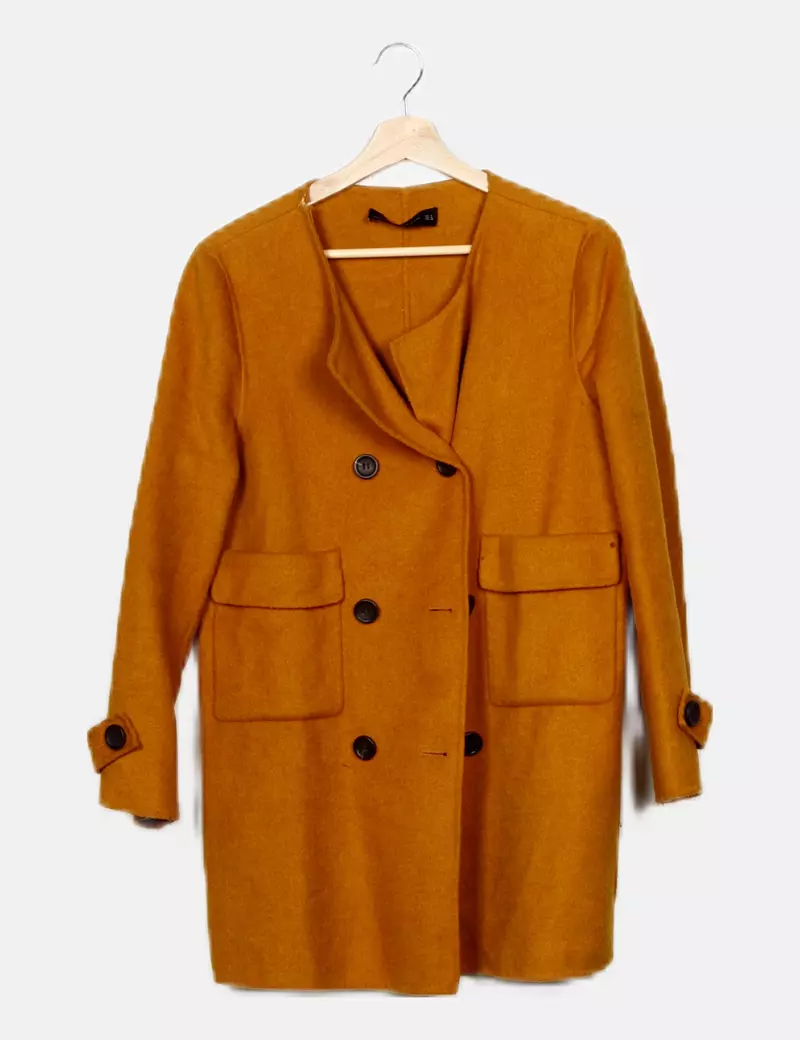 Zara Abrigo paño naranja