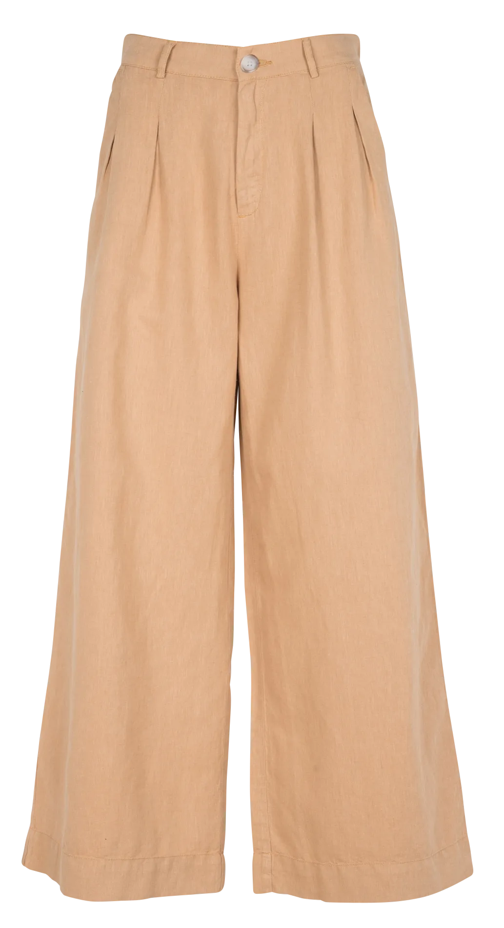 ZEBULON  PANTALóN ANCHO DE LINO Y ALGODóN DE TALLE ALTO EN BEIGE