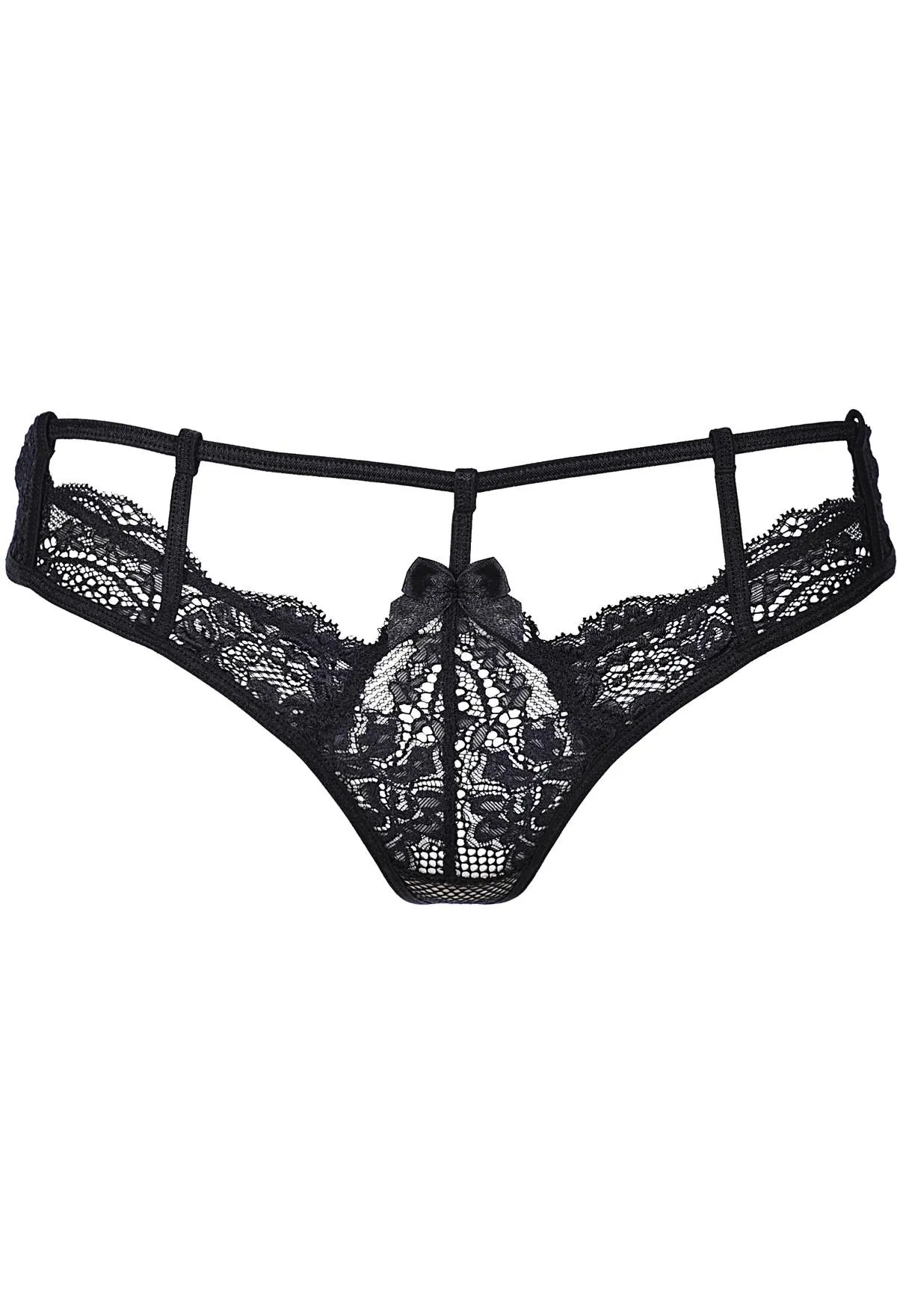 ​Tanga negra de encaje y bandas elásticas 